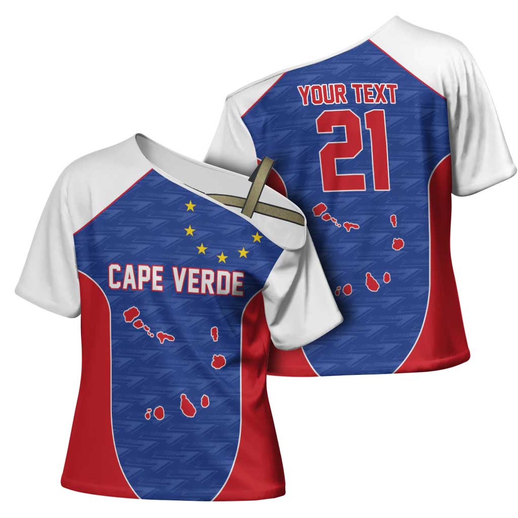 World Football 2026 Cape Verde Custom Cross Shoulder Shirt Tubaroes Azuis Verde Simple Map - Wonder Print Shop
