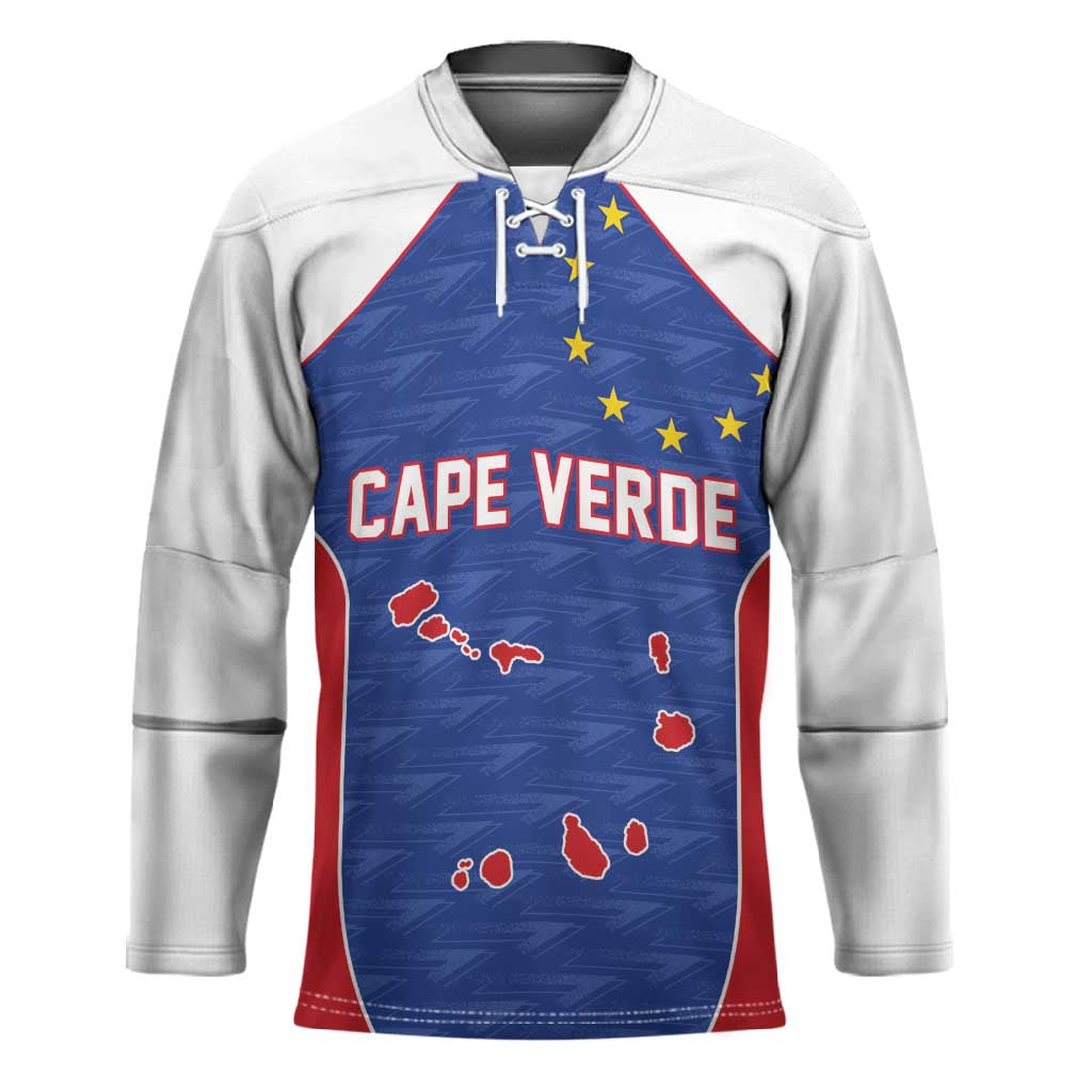 World Football 2026 Cape Verde Custom Hockey Jersey Tubaroes Azuis Verde Simple Map - Wonder Print Shop