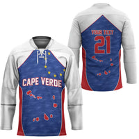 World Football 2026 Cape Verde Custom Hockey Jersey Tubaroes Azuis Verde Simple Map - Wonder Print Shop