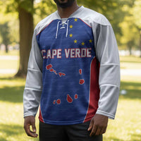 World Football 2026 Cape Verde Custom Hockey Jersey Tubaroes Azuis Verde Simple Map - Wonder Print Shop