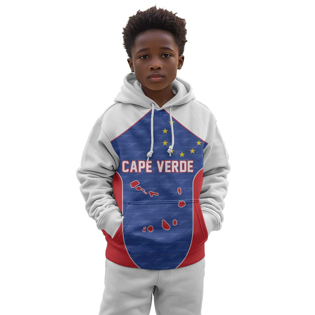 World Football 2026 Cape Verde Custom Kid Hoodie Tubaroes Azuis Verde Simple Map - Wonder Print Shop