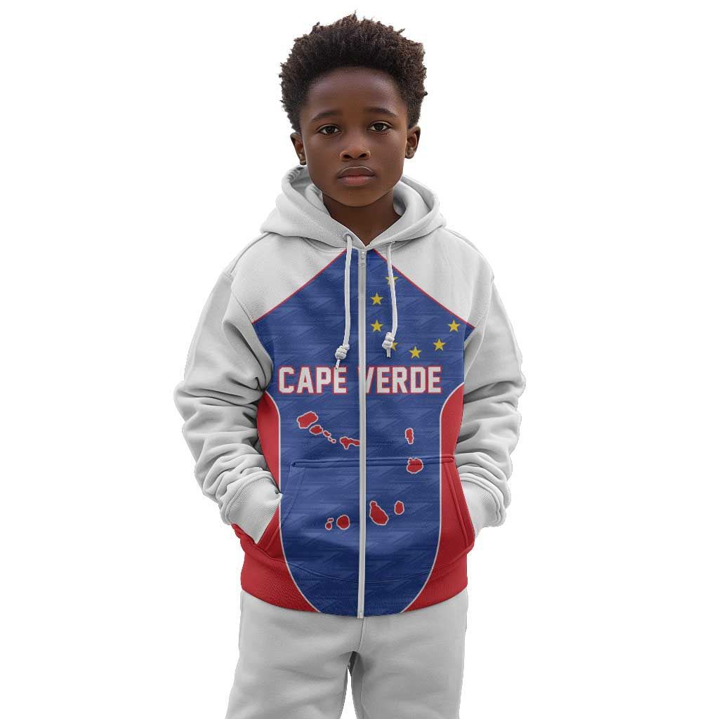 World Football 2026 Cape Verde Custom Kid Hoodie Tubaroes Azuis Verde Simple Map - Wonder Print Shop