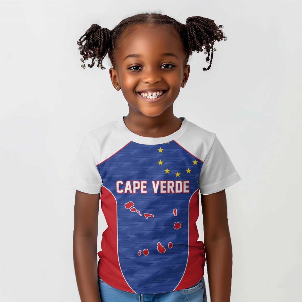 World Football 2026 Cape Verde Custom Kid T shirt Tubaroes Azuis Verde Simple Map LT9