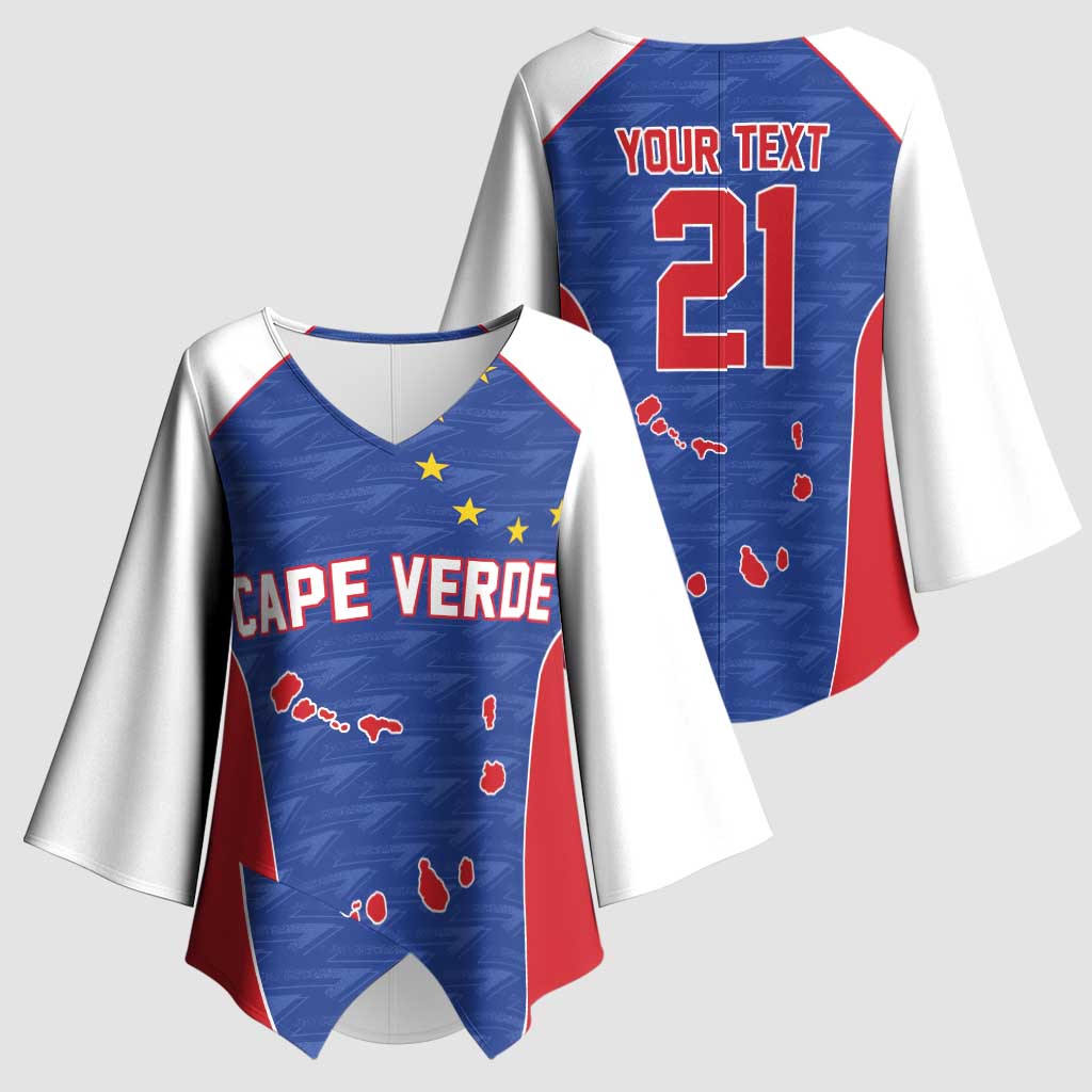 World Football 2026 Cape Verde Custom Kimono Sleeve Blouse Tubaroes Azuis Verde Simple Map - Wonder Print Shop