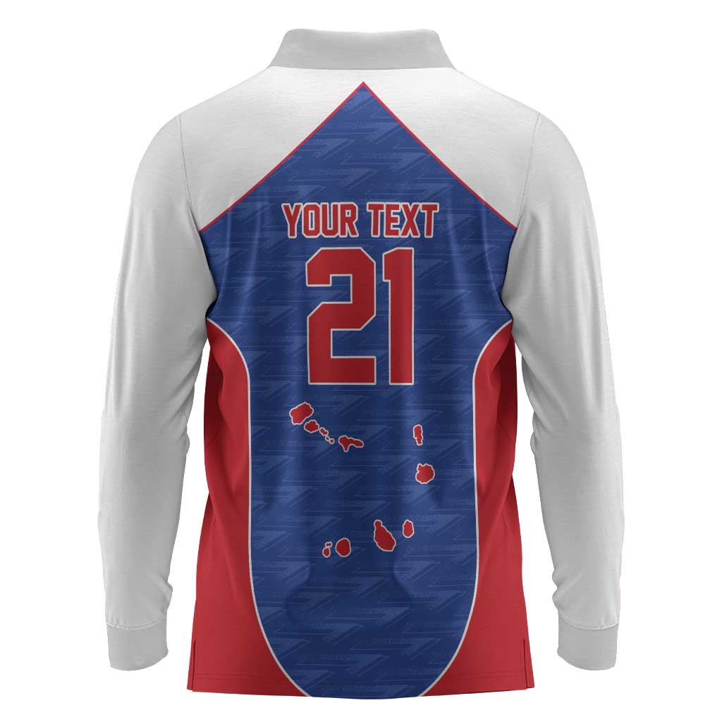 World Football 2026 Cape Verde Custom Long Sleeve Polo Shirt Tubaroes Azuis Verde Simple Map - Wonder Print Shop