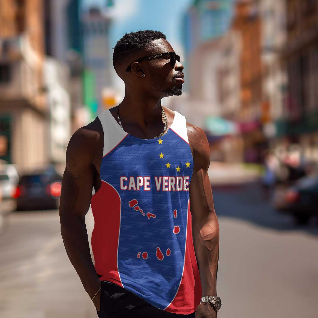 World Football 2026 Cape Verde Custom Men Tank Top Tubaroes Azuis Verde Simple Map - Wonder Print Shop