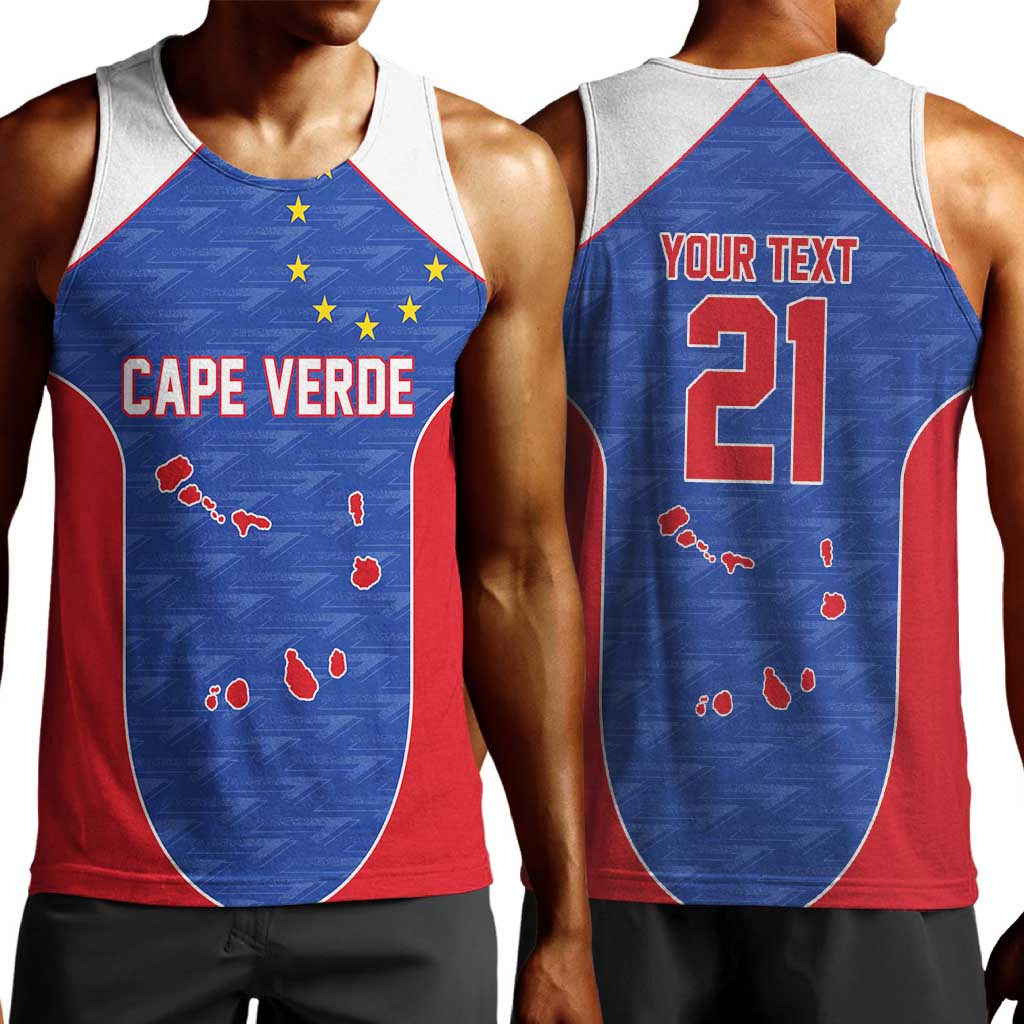 World Football 2026 Cape Verde Custom Men Tank Top Tubaroes Azuis Verde Simple Map - Wonder Print Shop