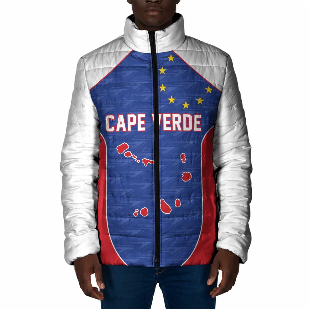 World Football 2026 Cape Verde Custom Padded Jacket Tubaroes Azuis Verde Simple Map - Wonder Print Shop