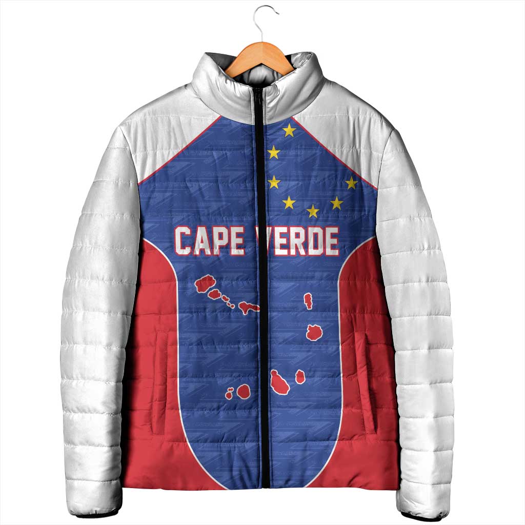 World Football 2026 Cape Verde Custom Padded Jacket Tubaroes Azuis Verde Simple Map - Wonder Print Shop