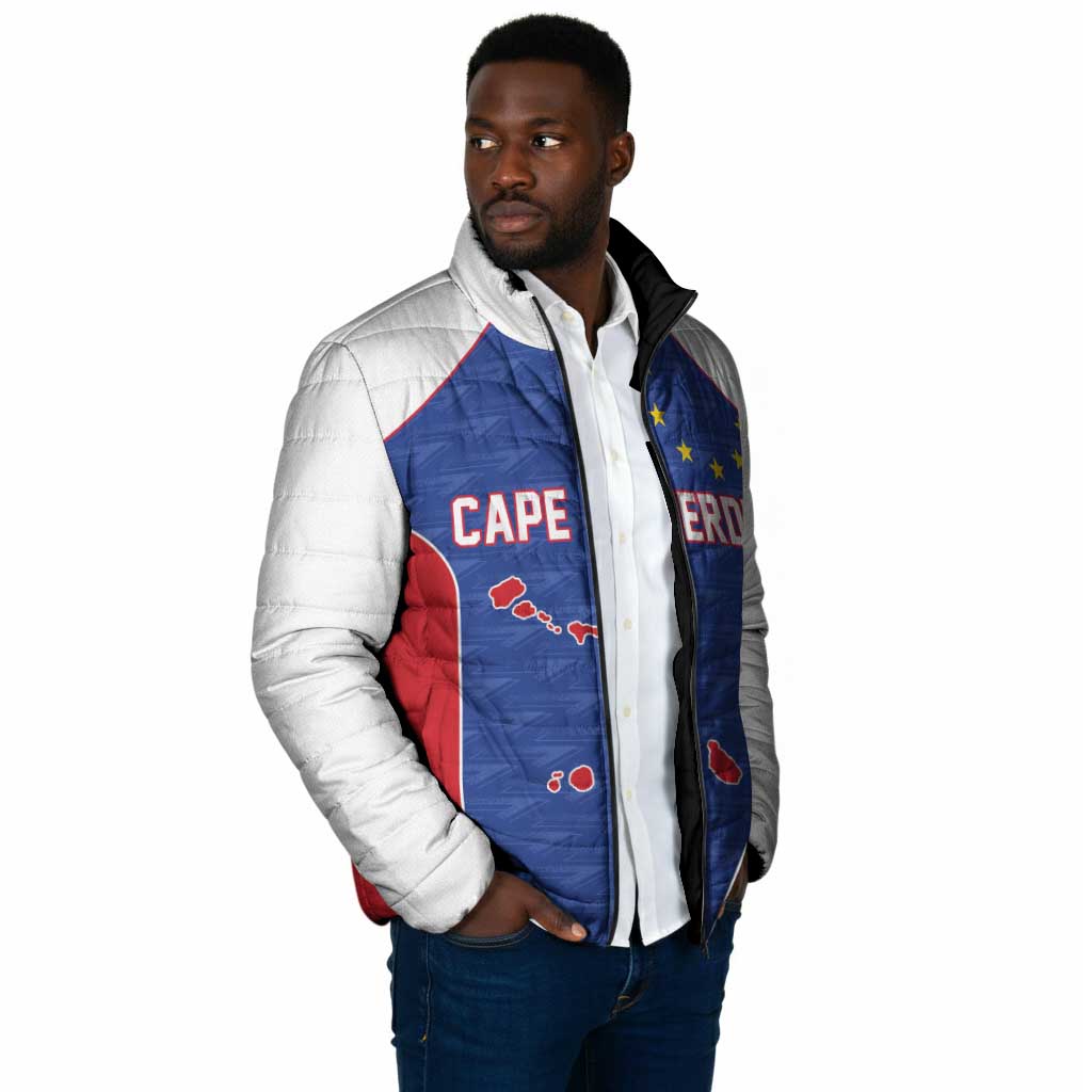 World Football 2026 Cape Verde Custom Padded Jacket Tubaroes Azuis Verde Simple Map - Wonder Print Shop