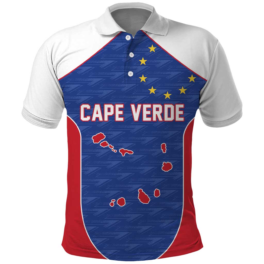 World Football 2026 Cape Verde Custom Polo Shirt Tubaroes Azuis Verde Simple Map LT9