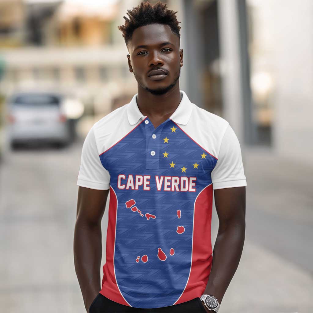 World Football 2026 Cape Verde Custom Polo Shirt Tubaroes Azuis Verde Simple Map LT9