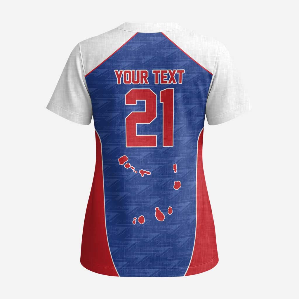 World Football 2026 Cape Verde Custom Scrub Top Tubaroes Azuis Verde Simple Map - Wonder Print Shop