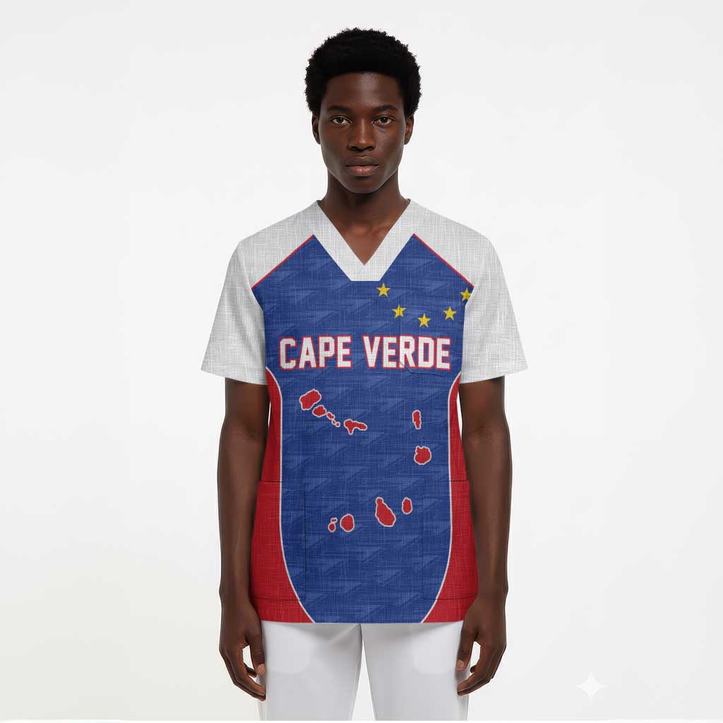 World Football 2026 Cape Verde Custom Scrub Top Tubaroes Azuis Verde Simple Map - Wonder Print Shop