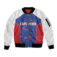 World Football 2026 Cape Verde Custom Sleeve Zip Bomber Jacket Tubaroes Azuis Verde Simple Map - Wonder Print Shop