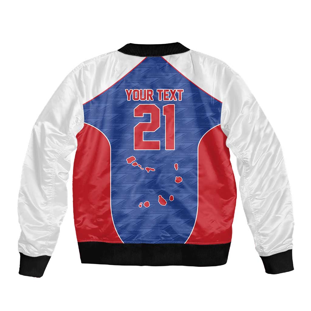 World Football 2026 Cape Verde Custom Sleeve Zip Bomber Jacket Tubaroes Azuis Verde Simple Map - Wonder Print Shop