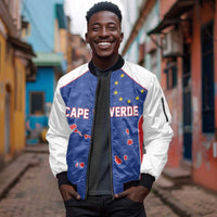 World Football 2026 Cape Verde Custom Sleeve Zip Bomber Jacket Tubaroes Azuis Verde Simple Map - Wonder Print Shop