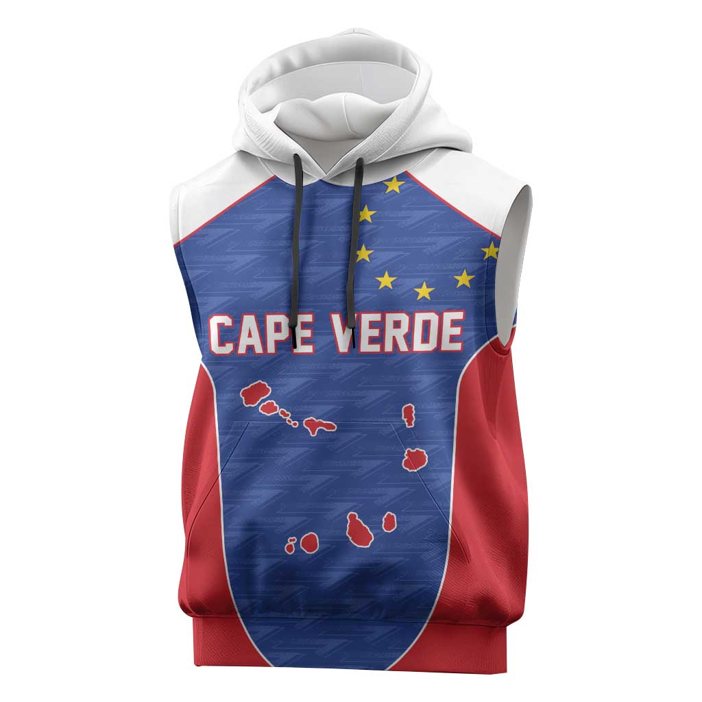 World Football 2026 Cape Verde Custom Sleeveless Hoodie Tubaroes Azuis Verde Simple Map - Wonder Print Shop