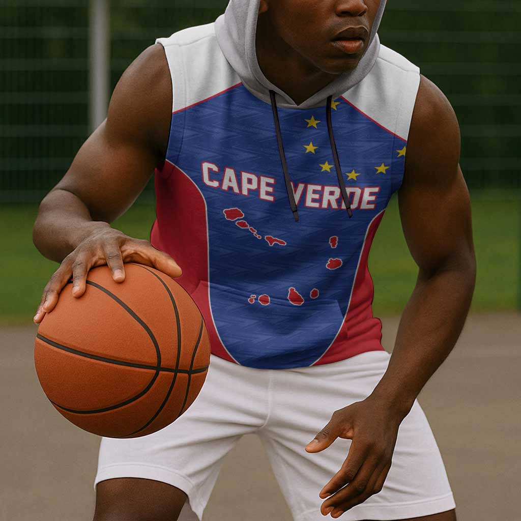 World Football 2026 Cape Verde Custom Sleeveless Hoodie Tubaroes Azuis Verde Simple Map - Wonder Print Shop