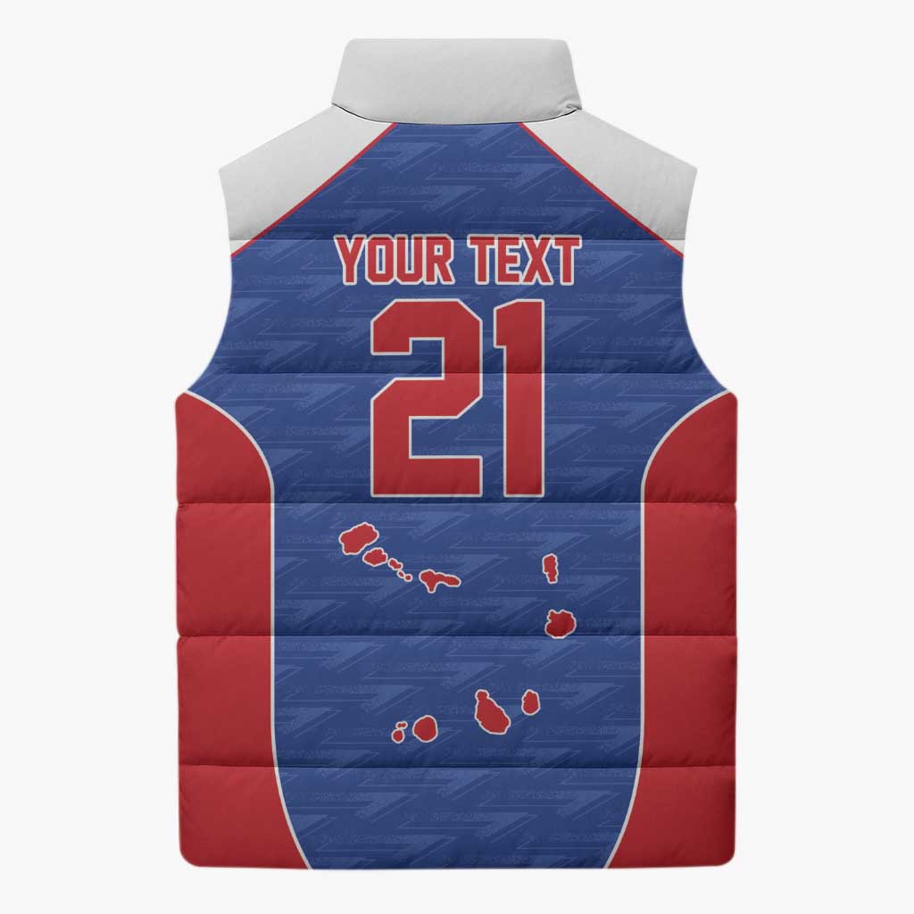 World Football 2026 Cape Verde Custom Sleeveless Puffer Jacket Tubaroes Azuis Verde Simple Map - Wonder Print Shop