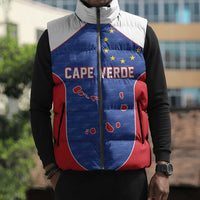 World Football 2026 Cape Verde Custom Sleeveless Puffer Jacket Tubaroes Azuis Verde Simple Map - Wonder Print Shop