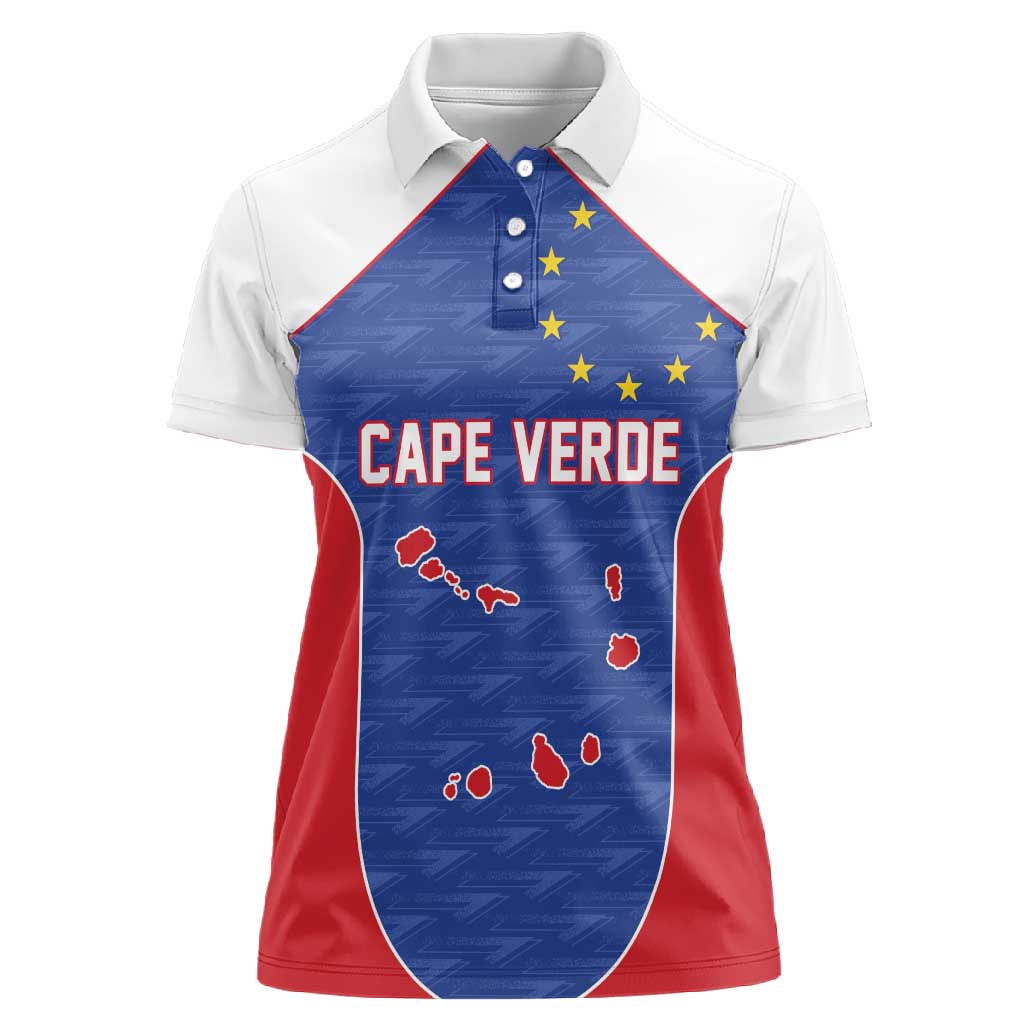 World Football 2026 Cape Verde Custom Women Polo Shirt Tubaroes Azuis Verde Simple Map LT9