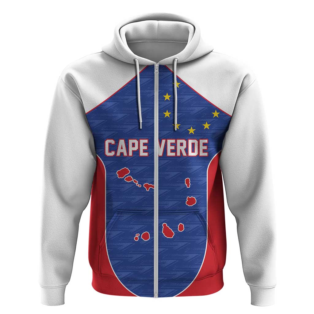 World Football 2026 Cape Verde Custom Zip Hoodie Tubaroes Azuis Verde Simple Map - Wonder Print Shop