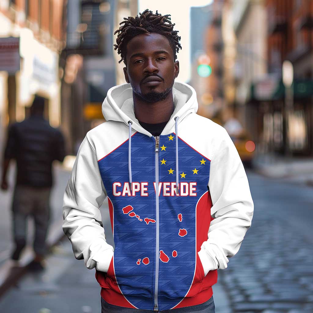 World Football 2026 Cape Verde Custom Zip Hoodie Tubaroes Azuis Verde Simple Map - Wonder Print Shop