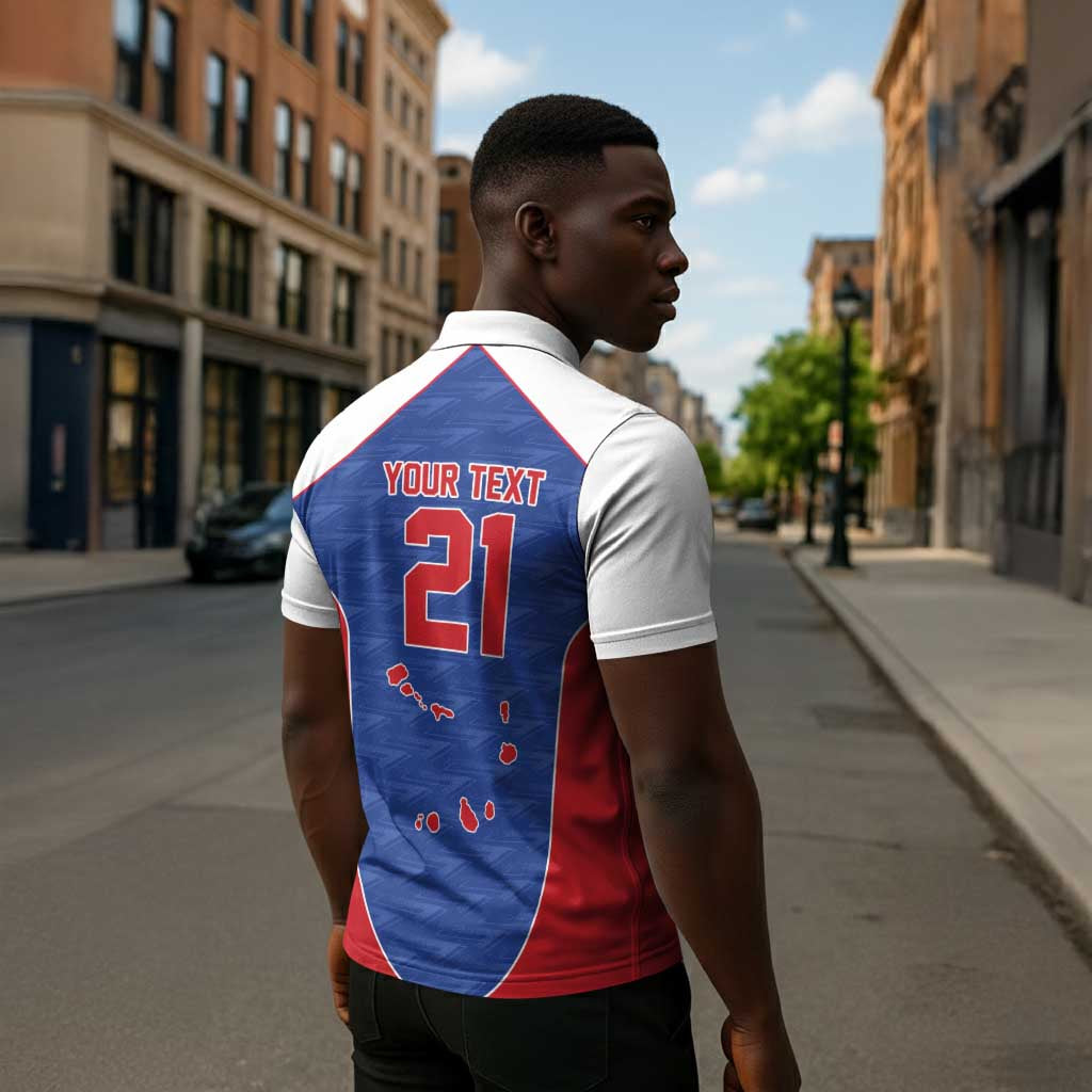 World Football 2026 Cape Verde Custom Zipper Polo Shirt Tubaroes Azuis Verde Simple Map - Wonder Print Shop
