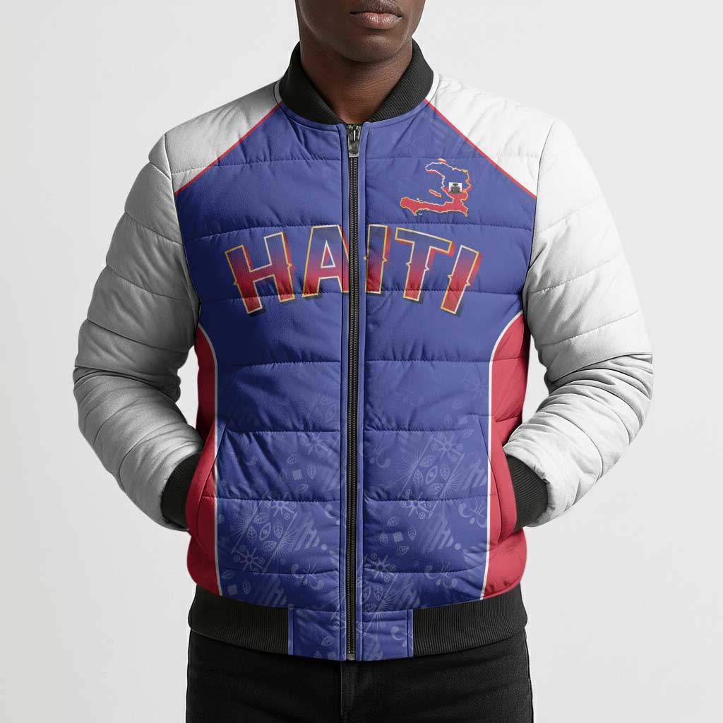 World Football 2026 Afro-Haiti Custom Bomber Puffer Jacket Together For Ayiti Blue Style - Wonder Print Shop