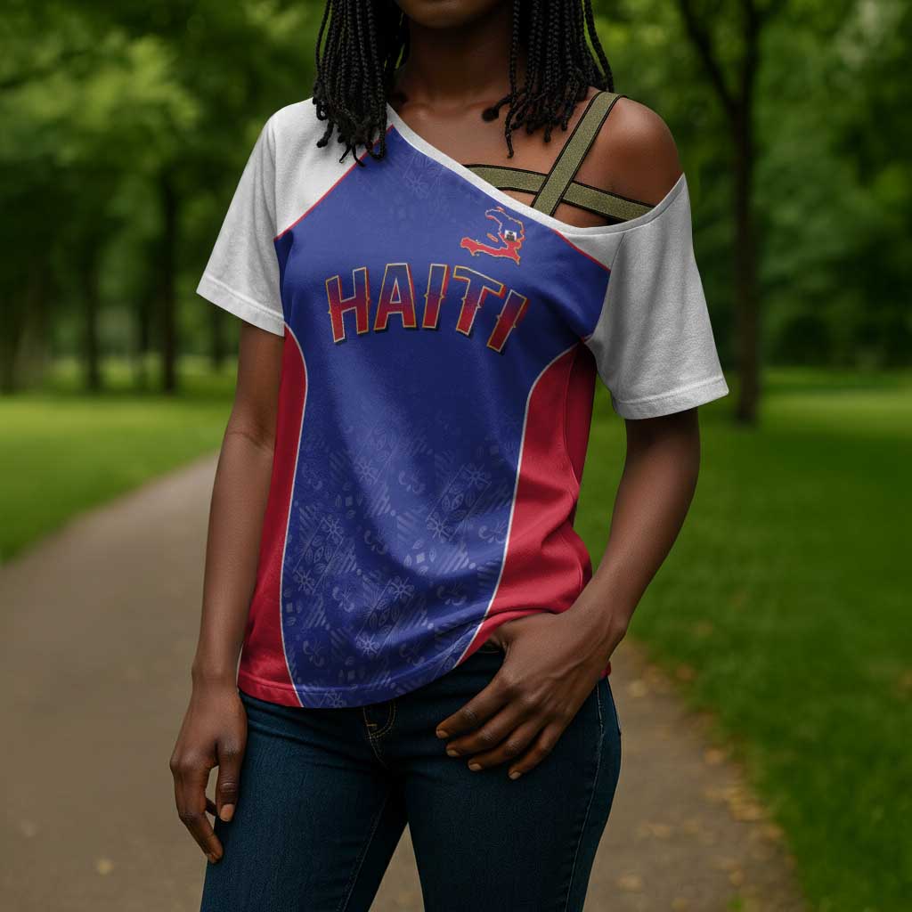 World Football 2026 Afro-Haiti Custom Cross Shoulder Shirt Together For Ayiti Blue Style - Wonder Print Shop