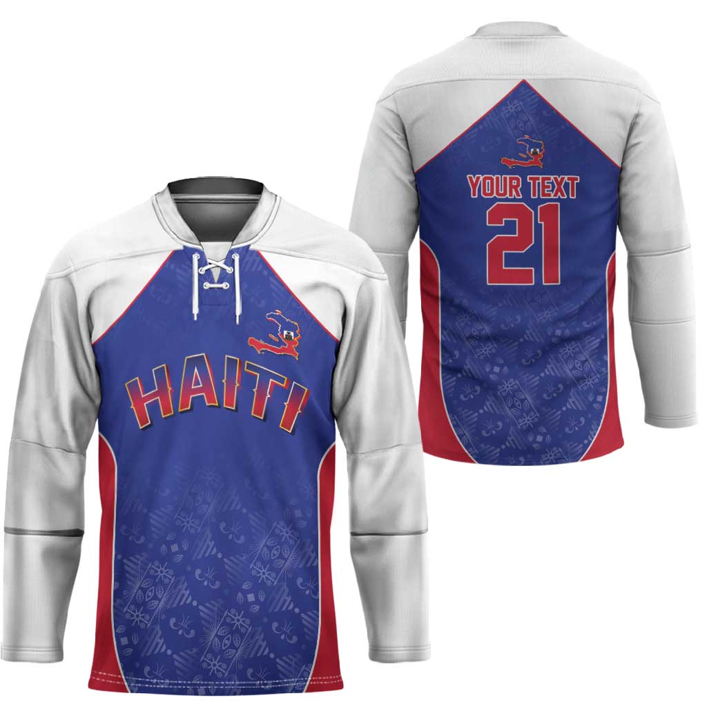 World Football 2026 Afro-Haiti Custom Hockey Jersey Together For Ayiti Blue Style - Wonder Print Shop