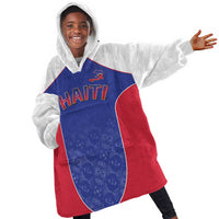 World Football 2026 Afro-Haiti Custom Kid Wearable Blanket Hoodie Together For Ayiti Blue Style - Wonder Print Shop