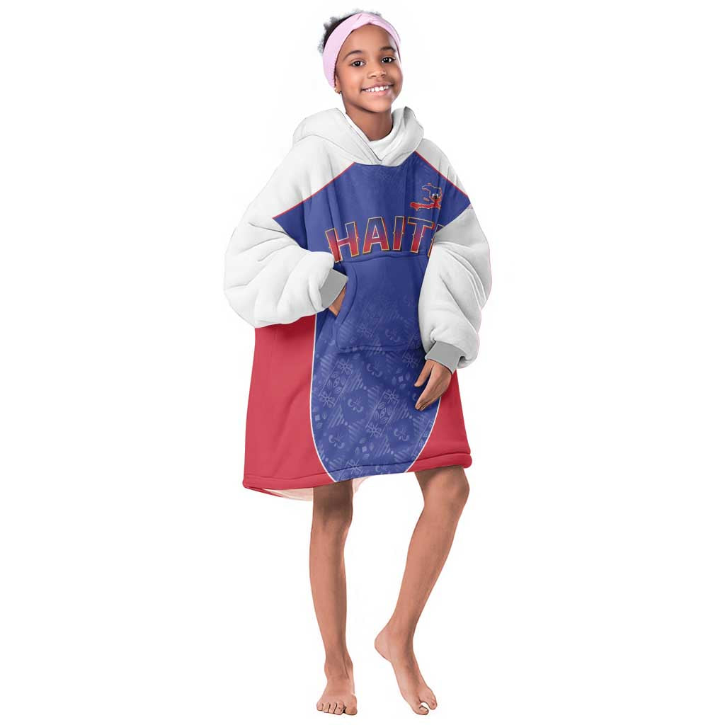 World Football 2026 Afro-Haiti Custom Kid Wearable Blanket Hoodie Together For Ayiti Blue Style - Wonder Print Shop