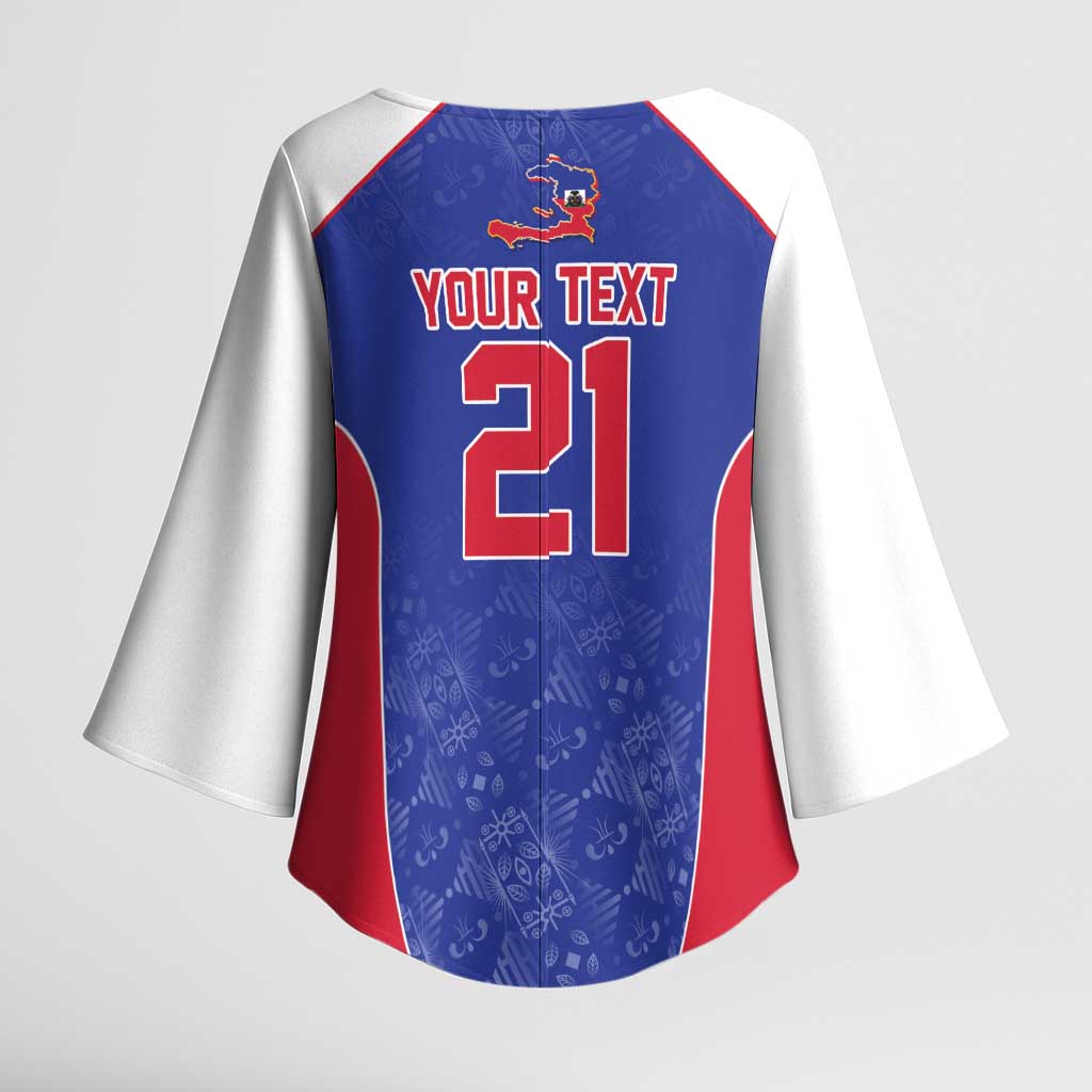 World Football 2026 Afro-Haiti Custom Kimono Sleeve Blouse Together For Ayiti Blue Style - Wonder Print Shop