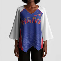World Football 2026 Afro-Haiti Custom Kimono Sleeve Blouse Together For Ayiti Blue Style - Wonder Print Shop