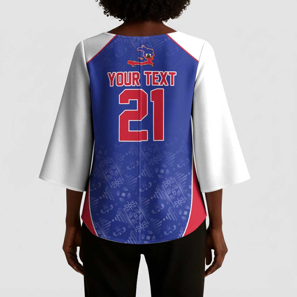 World Football 2026 Afro-Haiti Custom Kimono Sleeve Blouse Together For Ayiti Blue Style - Wonder Print Shop
