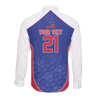 World Football 2026 Afro-Haiti Custom Long Sleeve Button Shirt Together For Ayiti Blue Style - Wonder Print Shop