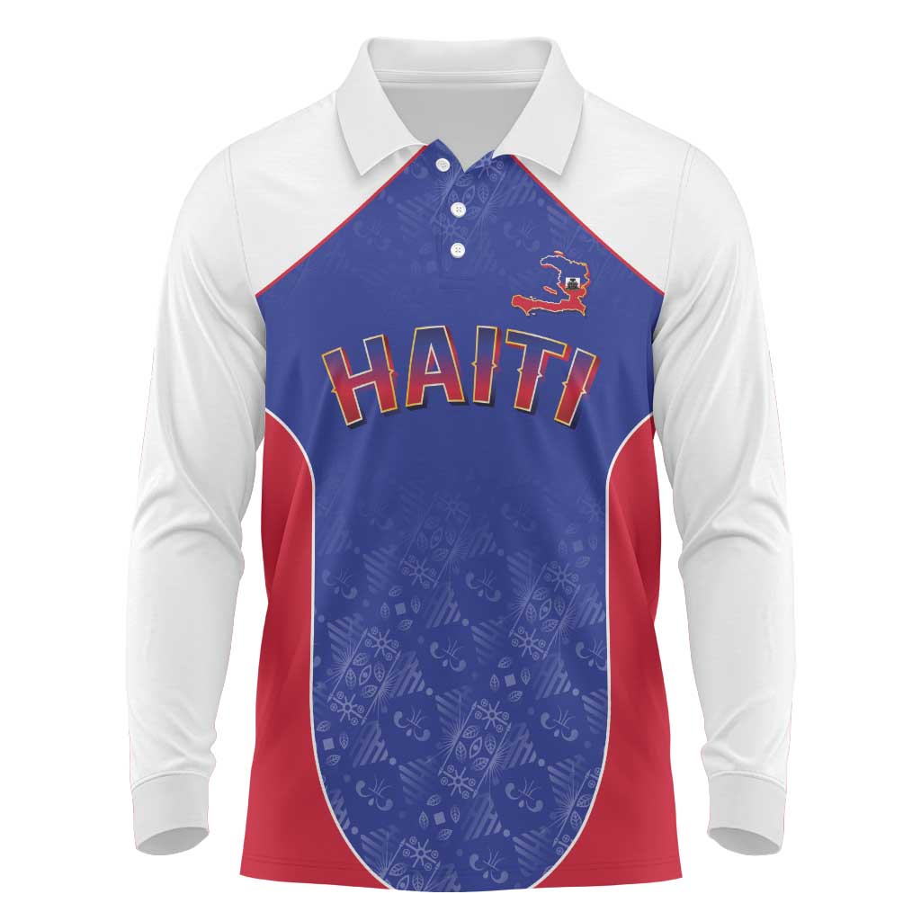 World Football 2026 Afro-Haiti Custom Long Sleeve Polo Shirt Together For Ayiti Blue Style - Wonder Print Shop
