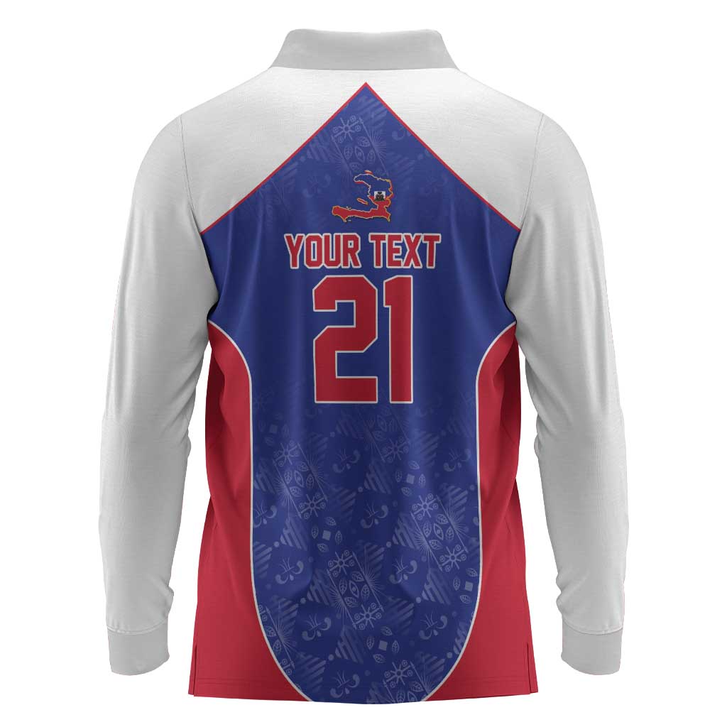 World Football 2026 Afro-Haiti Custom Long Sleeve Polo Shirt Together For Ayiti Blue Style - Wonder Print Shop