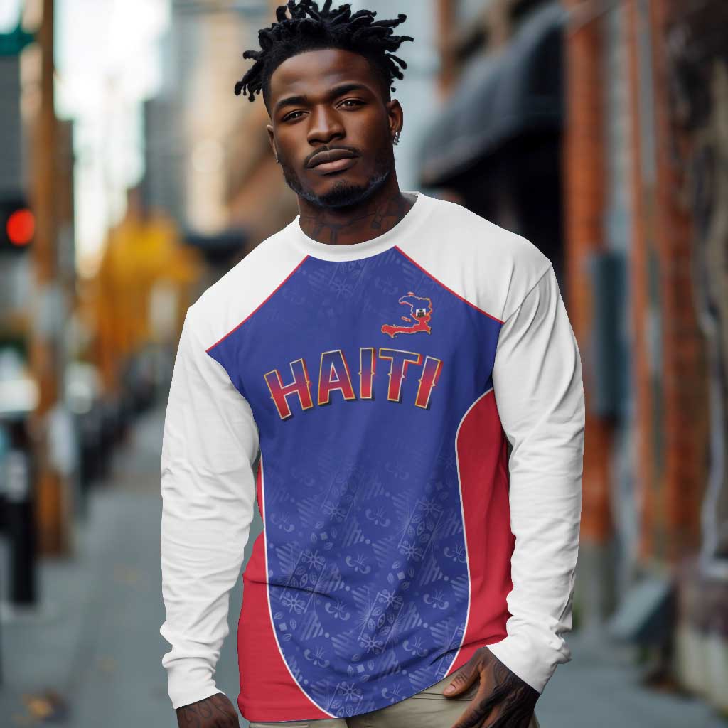 World Football 2026 Afro-Haiti Custom Long Sleeve Shirt Together For Ayiti Blue Style - Wonder Print Shop