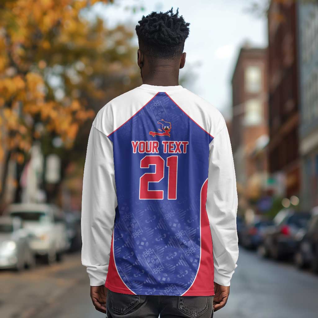 World Football 2026 Afro-Haiti Custom Long Sleeve Shirt Together For Ayiti Blue Style - Wonder Print Shop