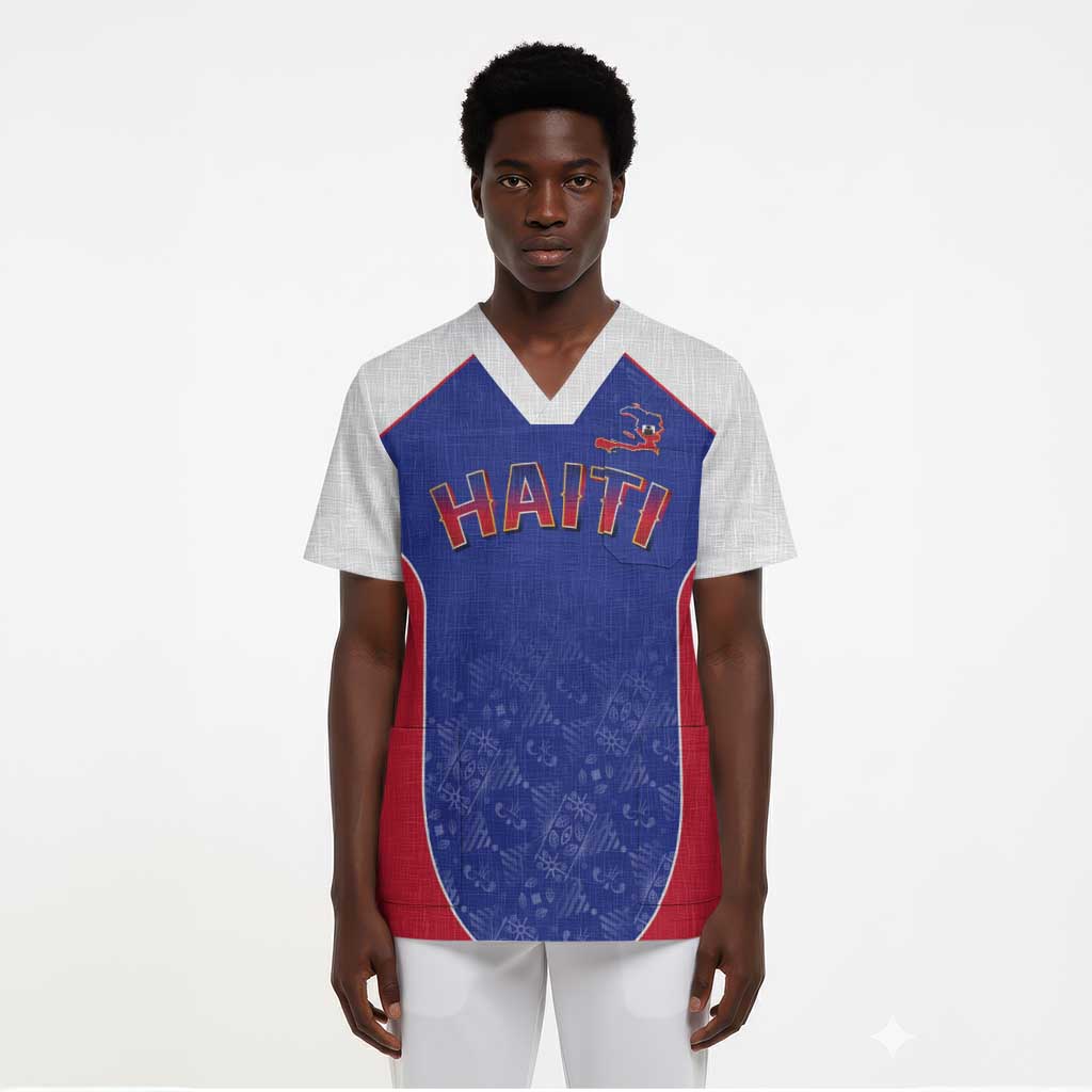World Football 2026 Afro-Haiti Custom Scrub Top Together For Ayiti Blue Style - Wonder Print Shop