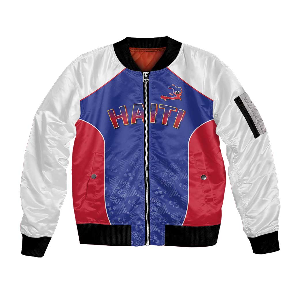 World Football 2026 Afro-Haiti Custom Sleeve Zip Bomber Jacket Together For Ayiti Blue Style - Wonder Print Shop