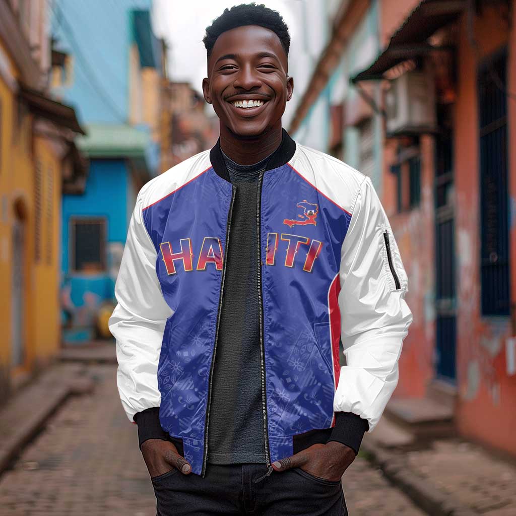 World Football 2026 Afro-Haiti Custom Sleeve Zip Bomber Jacket Together For Ayiti Blue Style - Wonder Print Shop