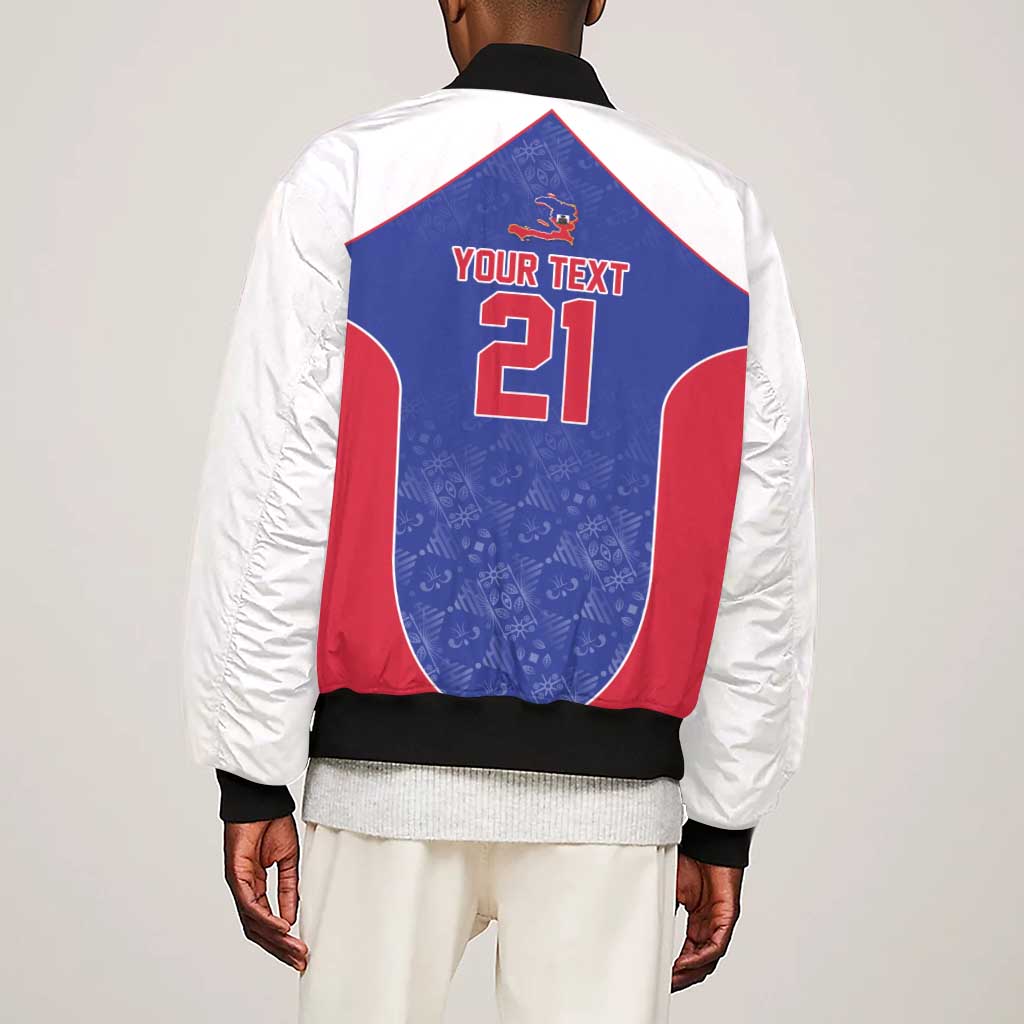 World Football 2026 Afro-Haiti Custom Sleeve Zip Bomber Jacket Together For Ayiti Blue Style - Wonder Print Shop