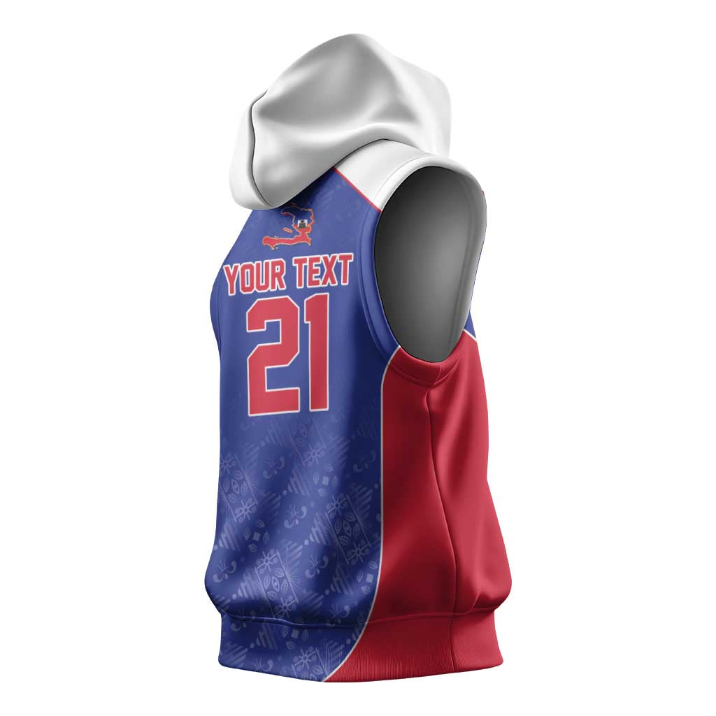 World Football 2026 Afro-Haiti Custom Sleeveless Hoodie Together For Ayiti Blue Style - Wonder Print Shop