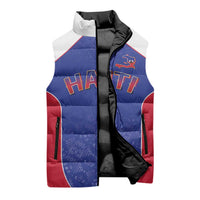 World Football 2026 Afro-Haiti Custom Sleeveless Puffer Jacket Together For Ayiti Blue Style - Wonder Print Shop
