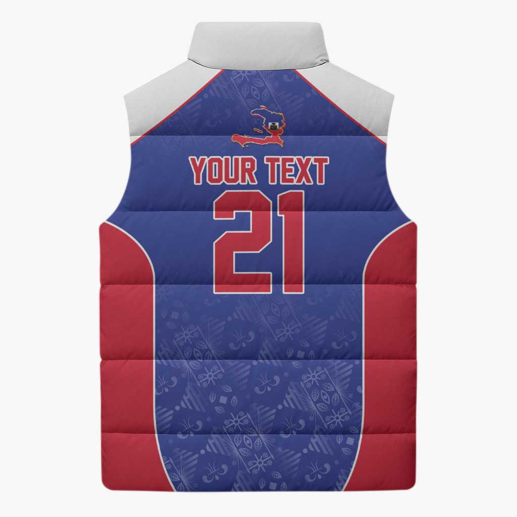 World Football 2026 Afro-Haiti Custom Sleeveless Puffer Jacket Together For Ayiti Blue Style - Wonder Print Shop
