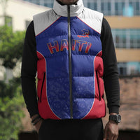 World Football 2026 Afro-Haiti Custom Sleeveless Puffer Jacket Together For Ayiti Blue Style - Wonder Print Shop